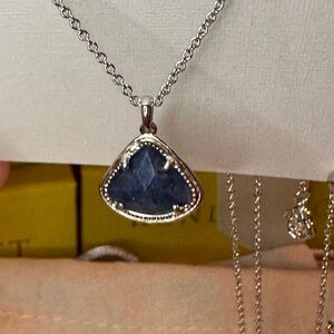 Kendra Scott Silver Necklace with Blue Pendant NWT